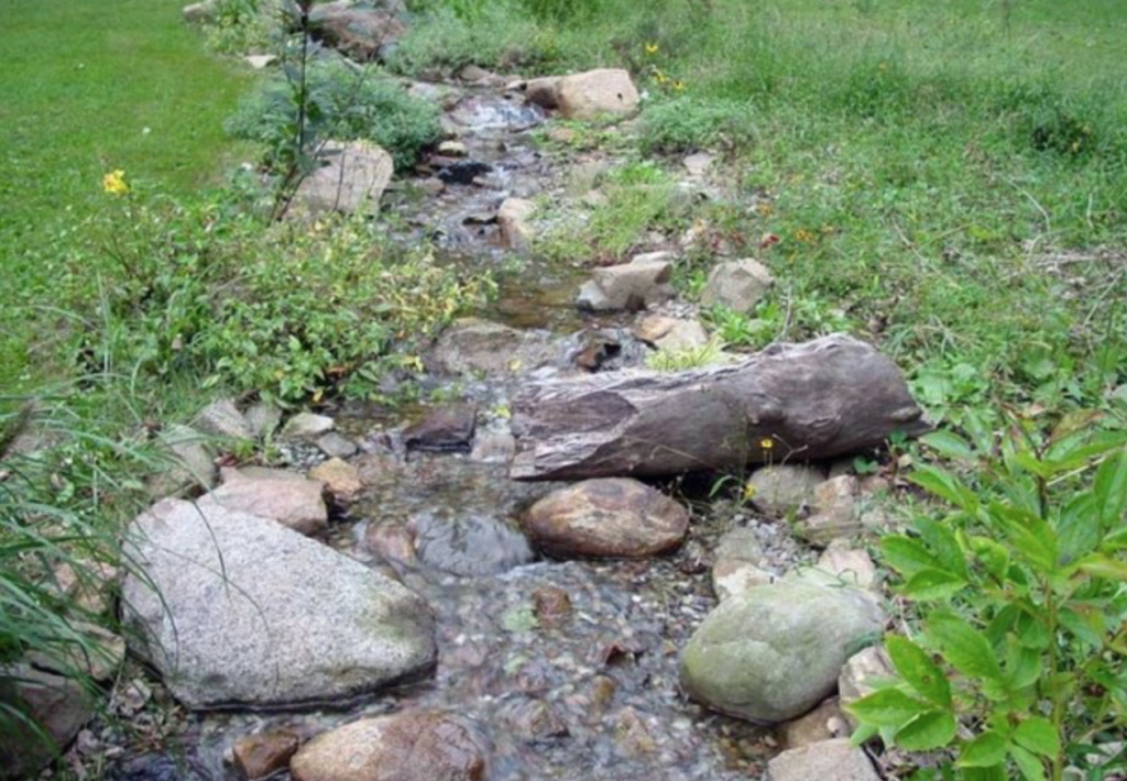 Small landscaped stream of water