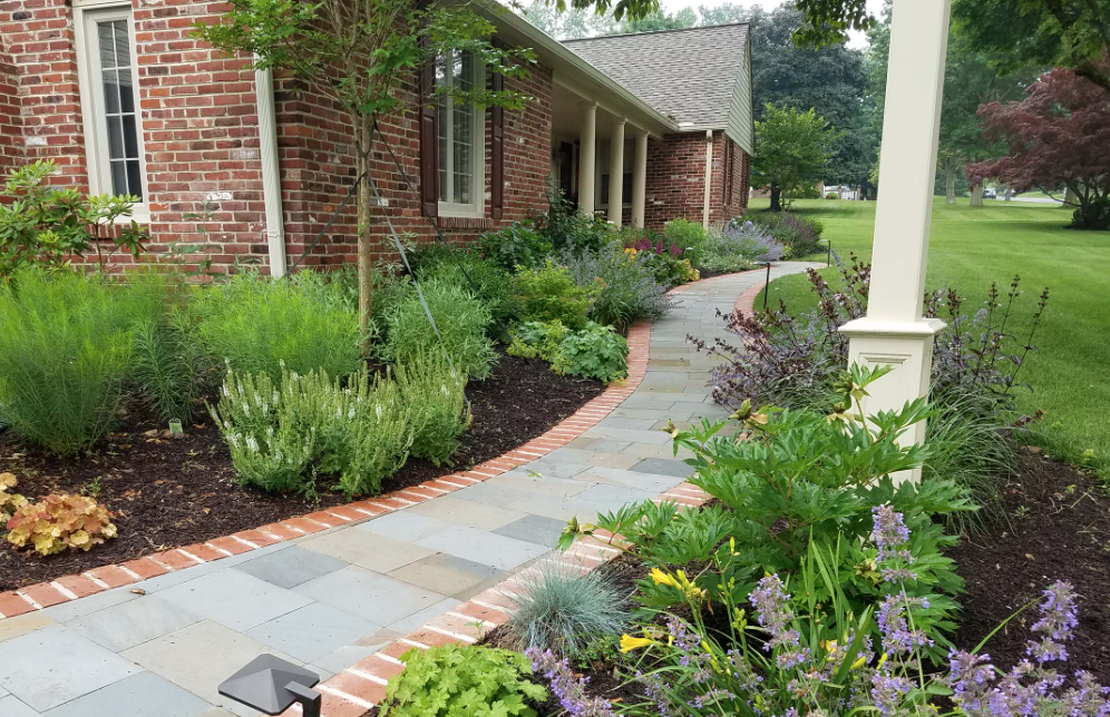 Redesigned front yard and walkway in PA